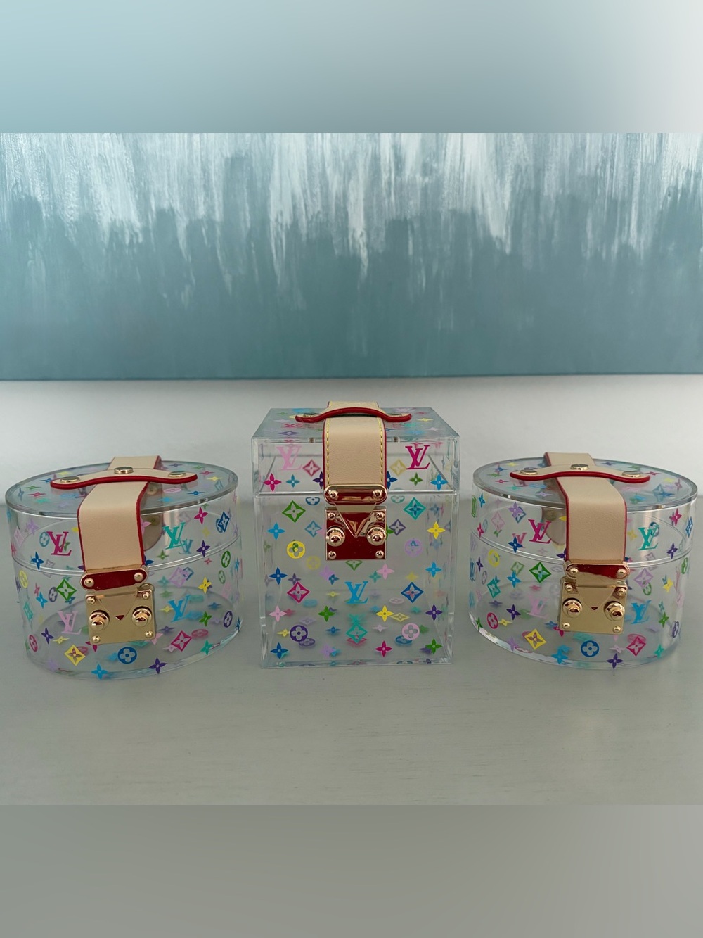 Unbranded Stickered Acrylic Catch Alls Set of 3 Never Used